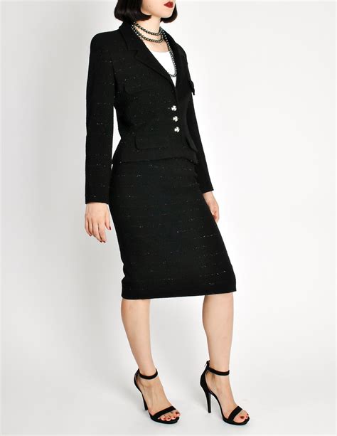 chanel black vintage suit|vintage chanel boutique.